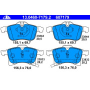 Brzdové doštičky OPEL Adam, Astra, Combo, Corsa, Meriva, Zafira - predné - ATE - 13.0460-7179.2