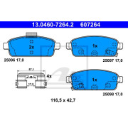 Brzdové doštičky OPEL Astra J, OPEL Zafira C, OPEL Mokka - zadné - pre priemer kotúča 268/292 mm - 1680880080 - ATE - 13.0460-7264.2